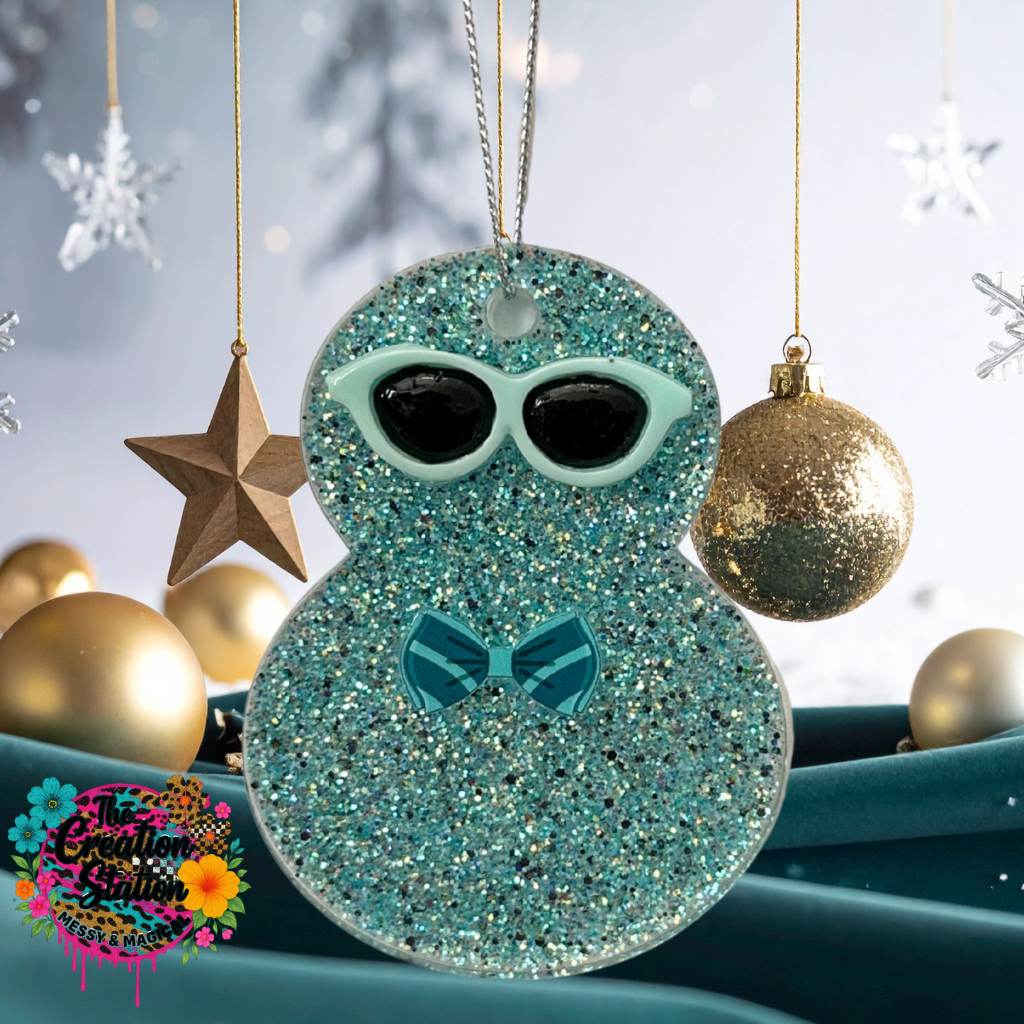 Blue Snowman With Glasses