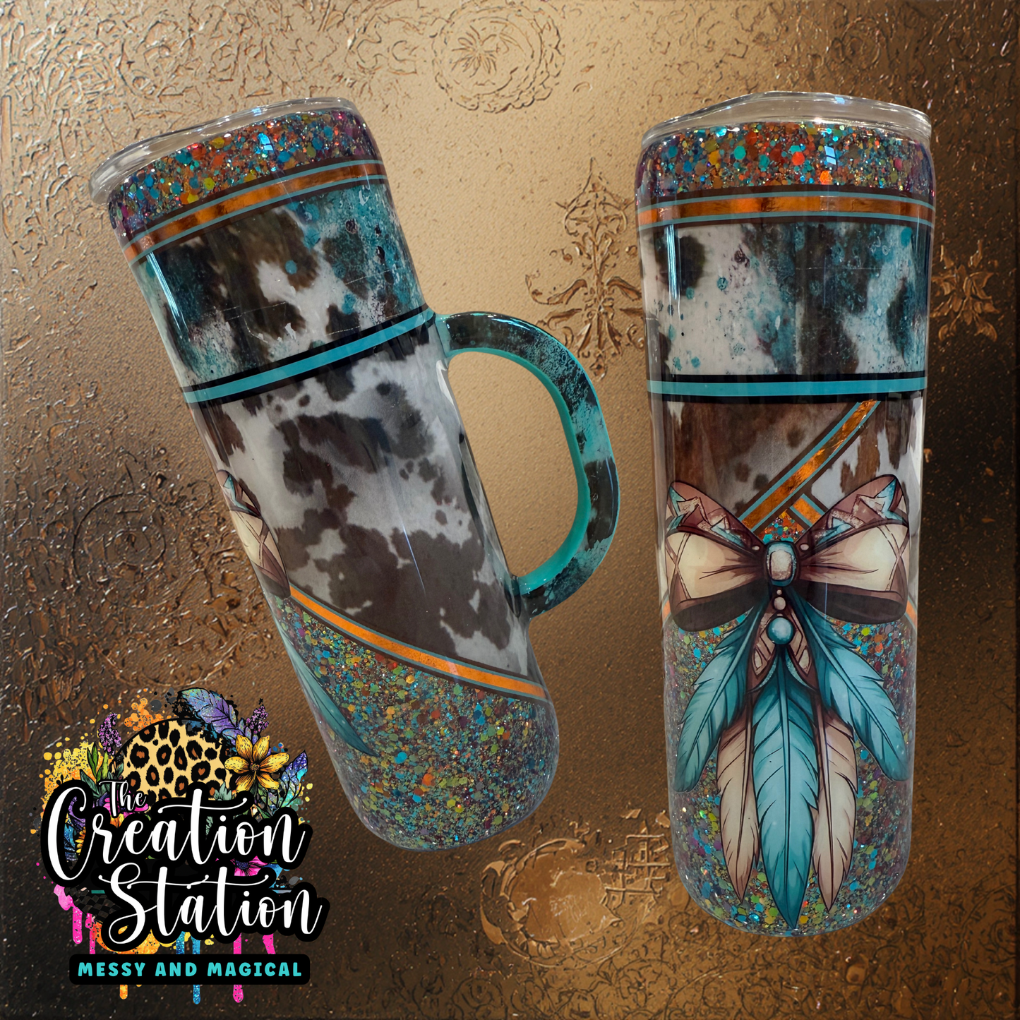 Feathered Bow with Handle 20oz