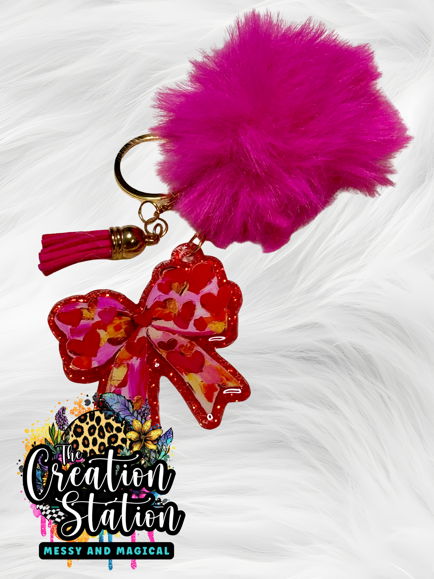 Red & Pink Bow with Hearts