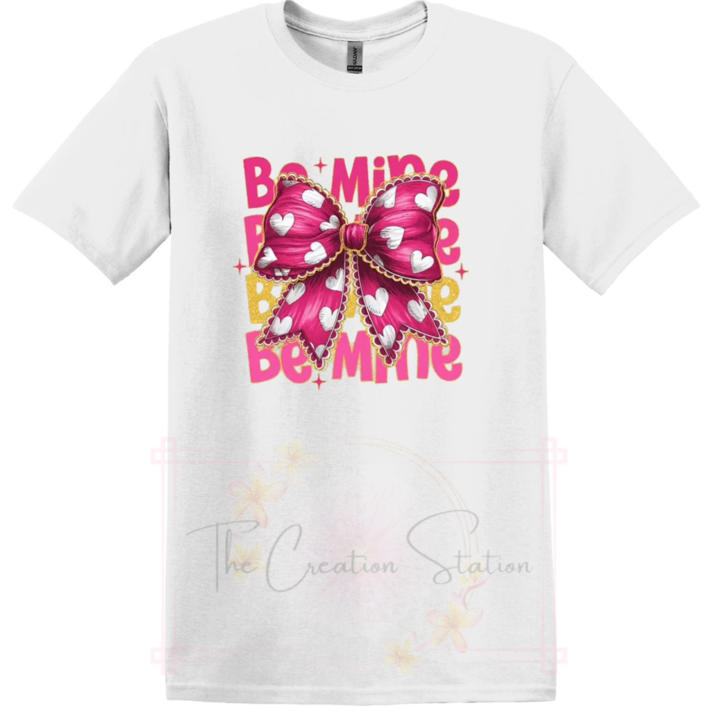 Be Mine Pink Bow/White Hearts