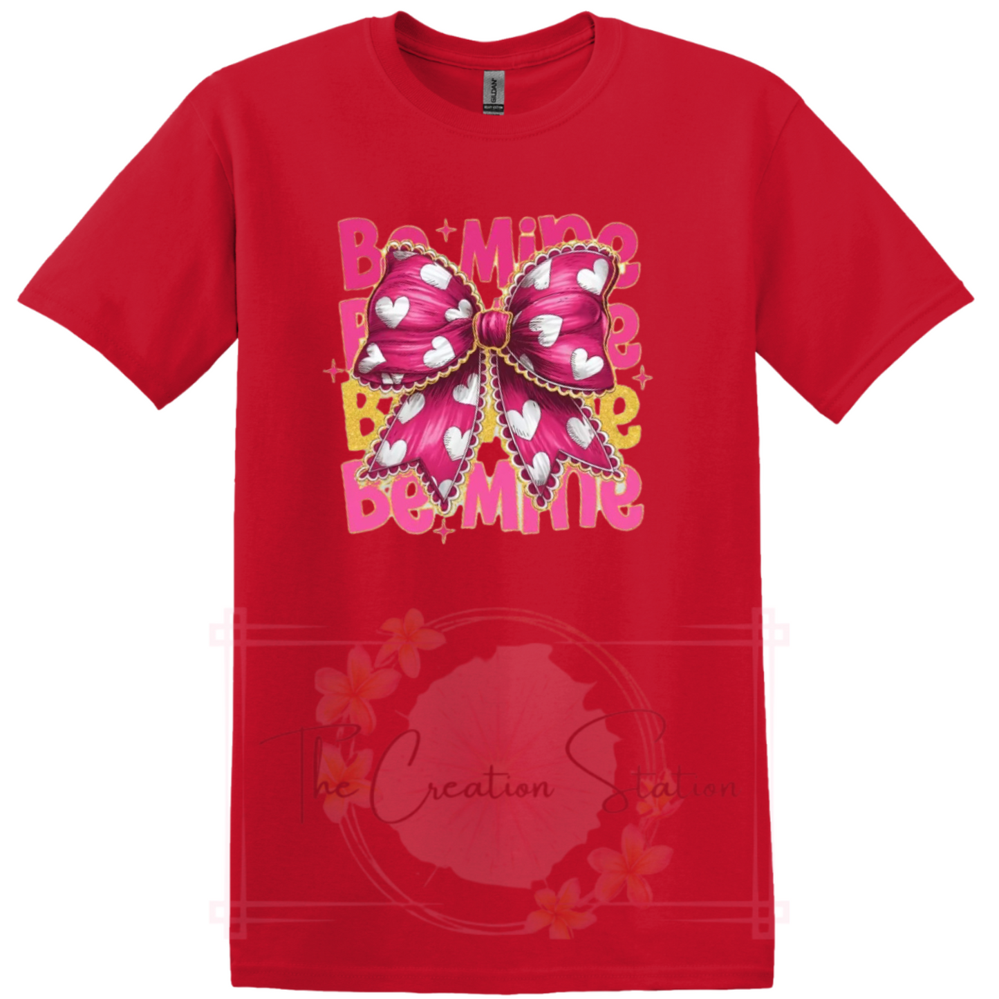 Be Mine Pink Bow/White Hearts