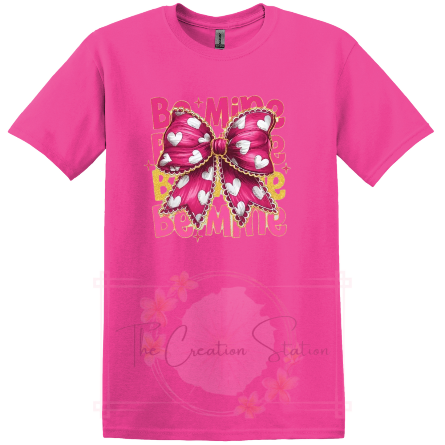 Be Mine Pink Bow/White Hearts