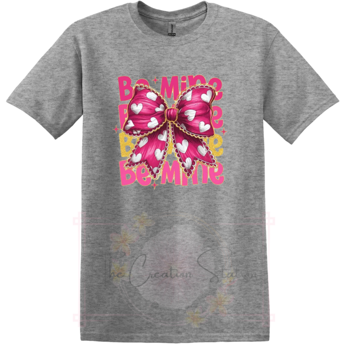 Be Mine Pink Bow/White Hearts