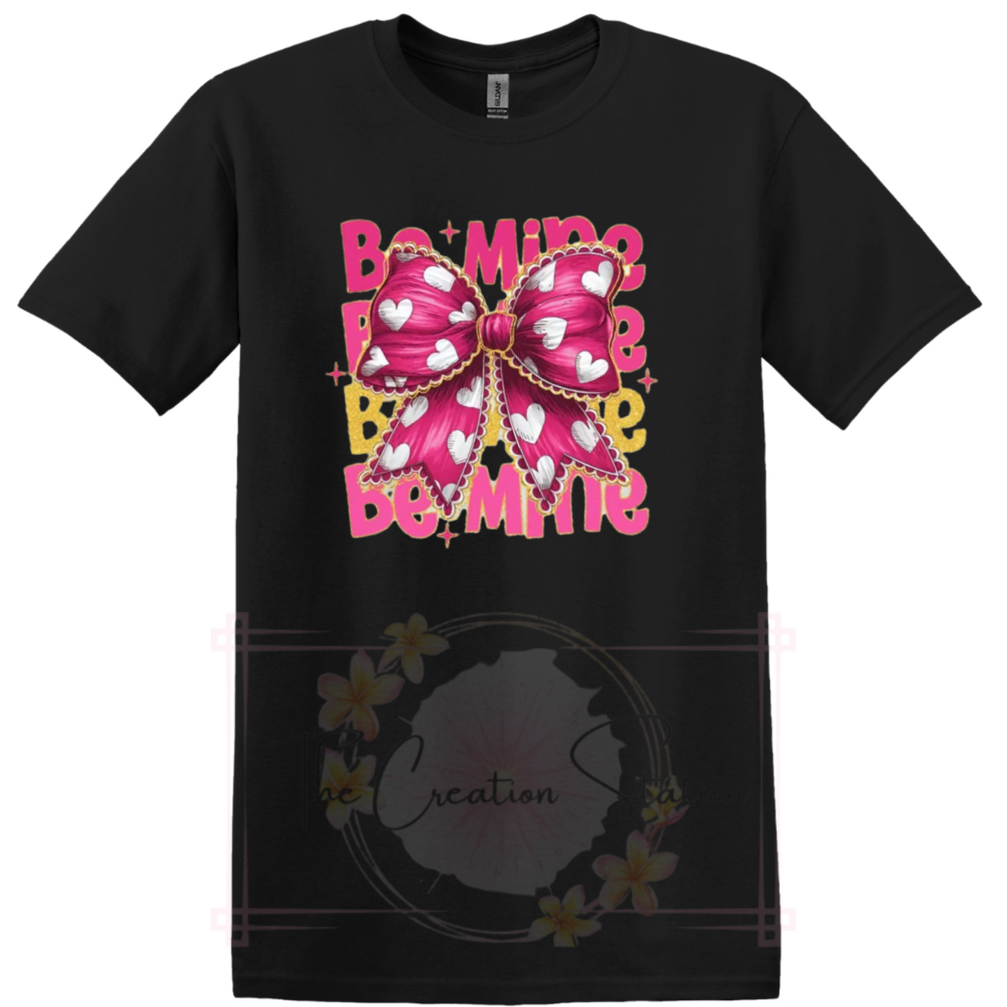 Be Mine Pink Bow/White Hearts