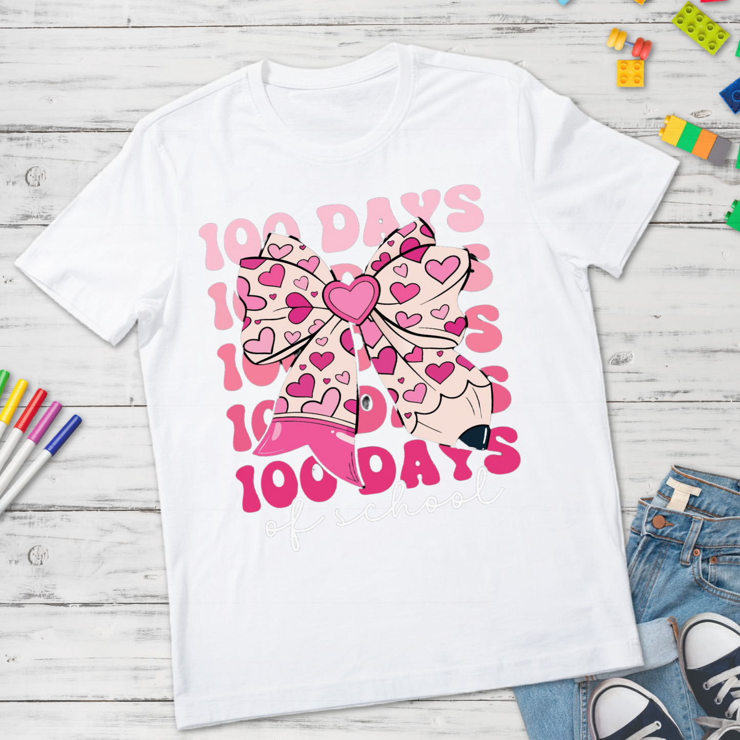 100 Days Pink Heart Bow