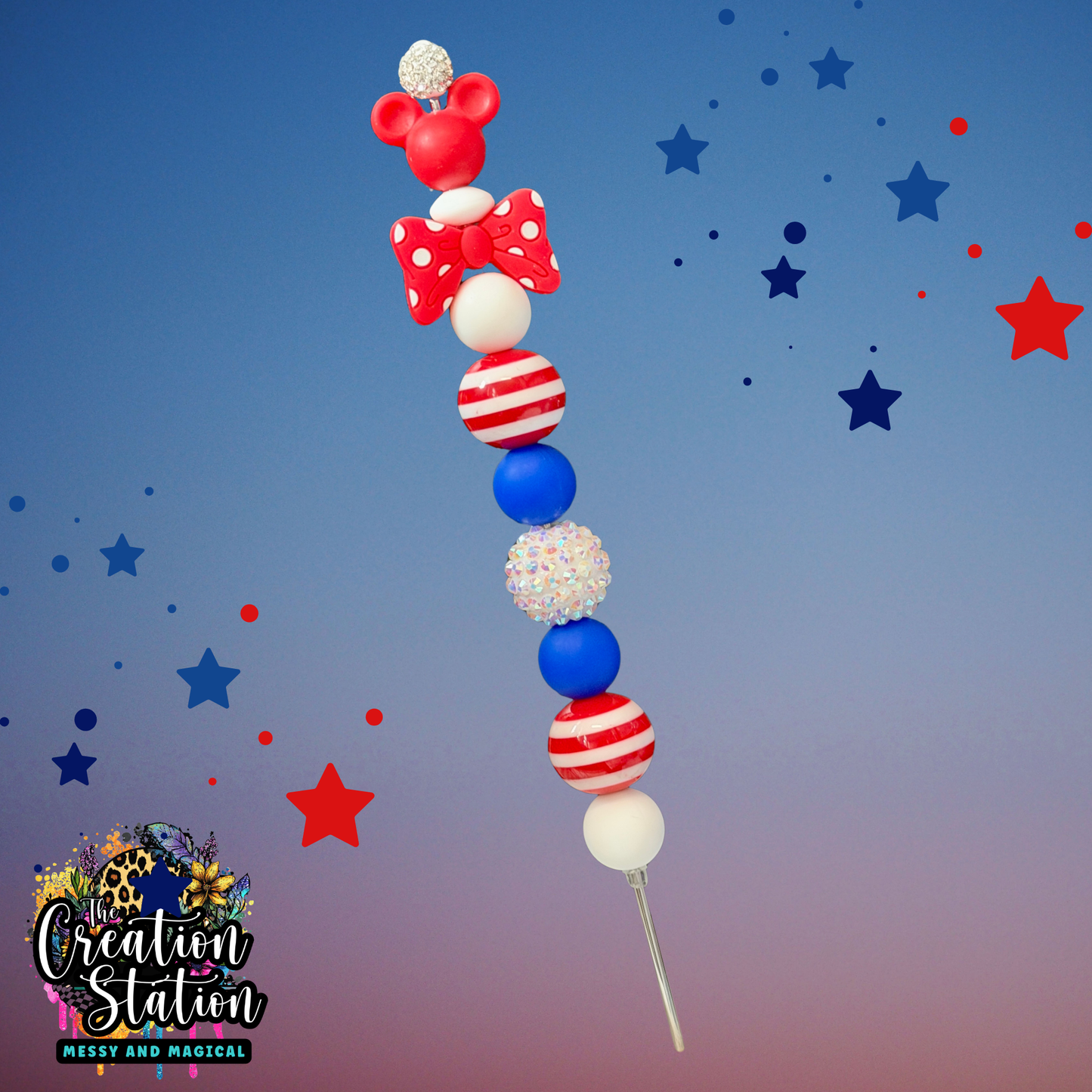 Red White Blue mouse with bow