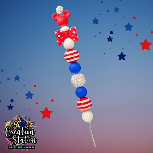 Red White Blue mouse with bow