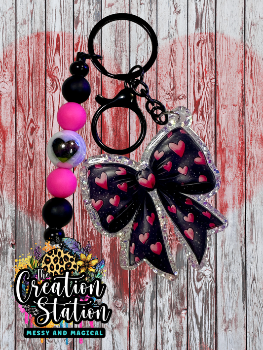 Black Bow Pink Hearts