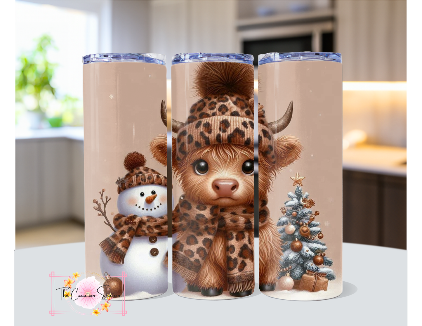 Brown Leopard Cow & Leopard Snowman