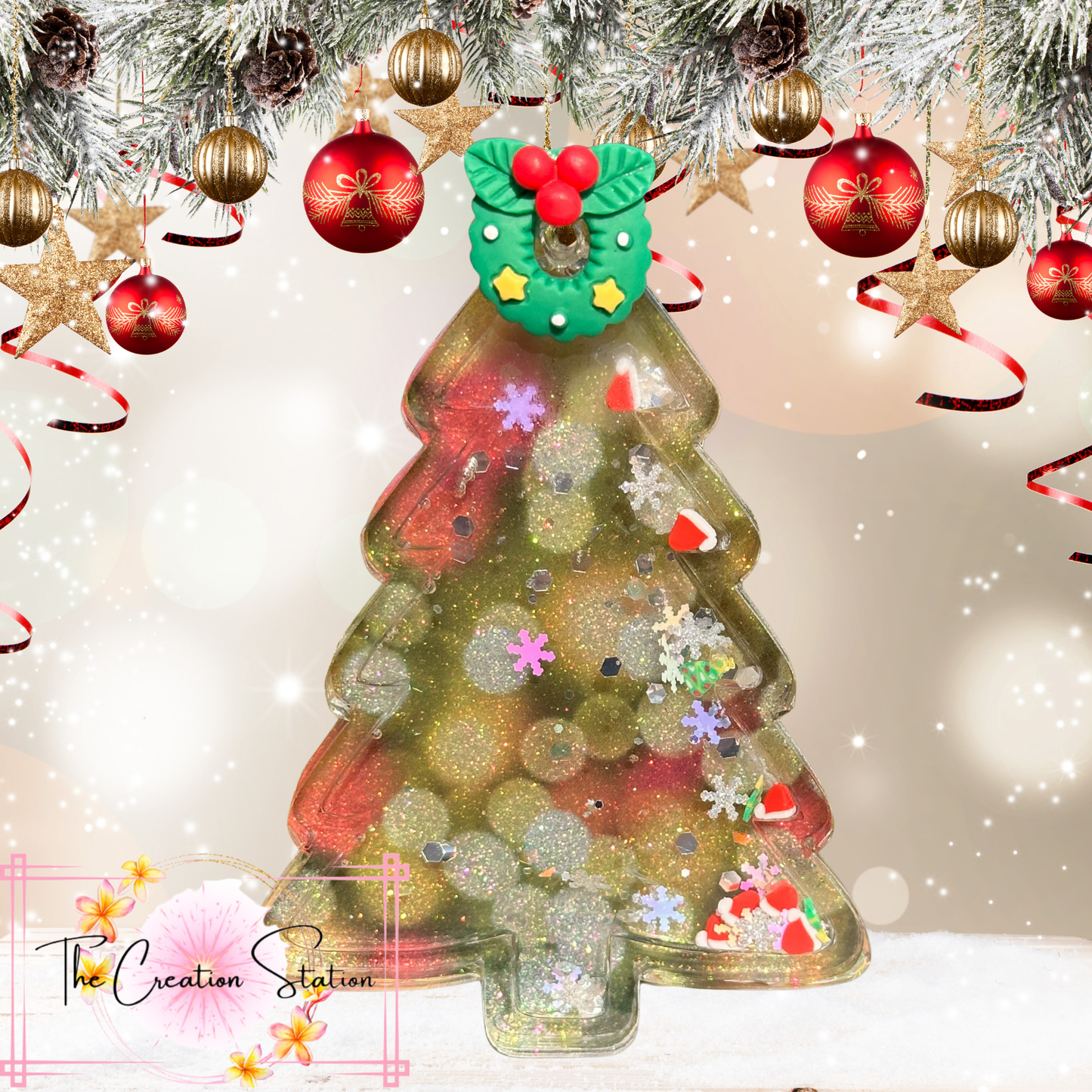 Snow Globe Tree with Wreath