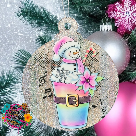 Pastel Snowman In a Cup