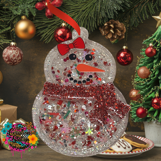 Snow Globe Snow Girl with Red Bow & Scarf