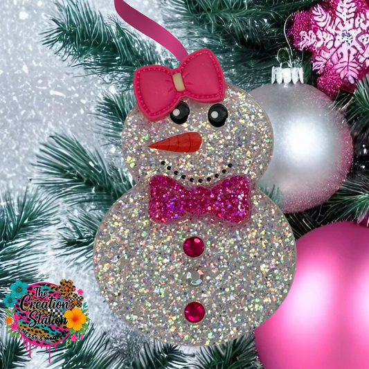 Snowgirl with Pink Bows