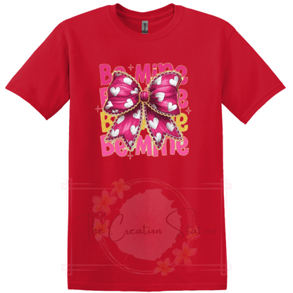 Be Mine Pink Bow/White Hearts